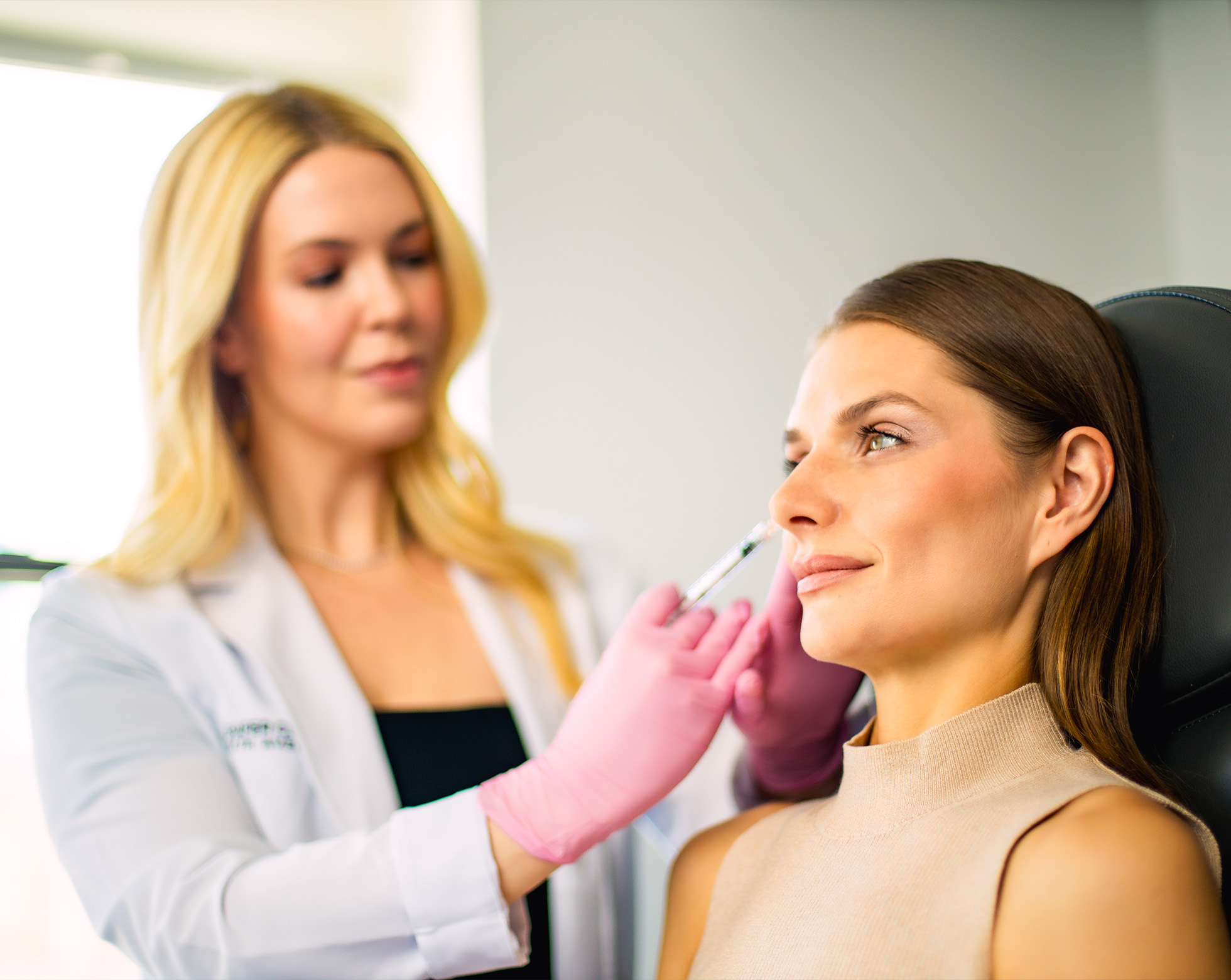 woman getting an injectable treatment